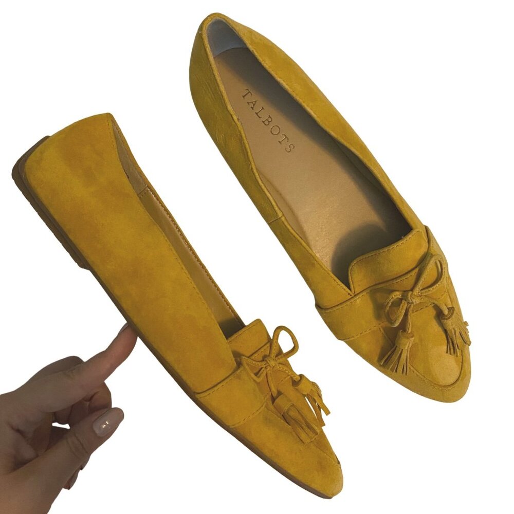 Talbots Leather Mustard Yellow Tassel Loafers Fall Office Career Womens 8M